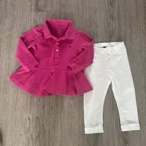 Ralph Lauren Sz. 18 Mth  Ruffle Polo Tunic & Janie and Jack  Sz. 12-18 Leggings